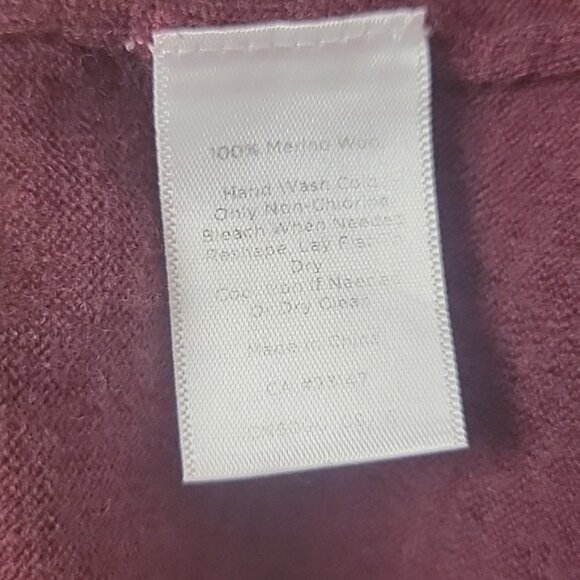 TALBOTS Burgundy Pure Merino Wool Three Quarter Slit Sleeve Boatneck Sweater L - Picture 5 of 9